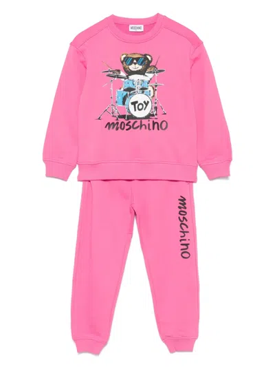 Moschino Kids' Teddy Bear-print Tracksuit Set In Pink