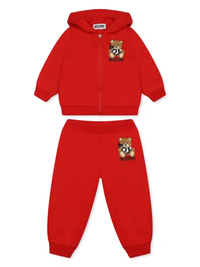 Moschino Babies' Teddy Bear-print Tracksuit Set In Red