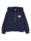 Moschino Teddy Bear-print Zip-up Hoodie In Blue
