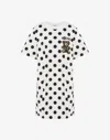 Moschino Polka Dot Graphic Print Short Sleeve Dress In White