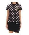 Moschino Graphic Print Polka Dot Crew Neck Top In Black