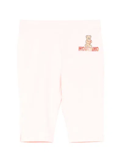 Moschino Babies' Teddy Bear Printed Leggings In Pink
