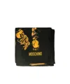 Moschino Teddy Bear Printed Silk Scarf In Black