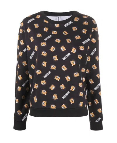 Moschino Teddy Bear Printed Sweater In Black