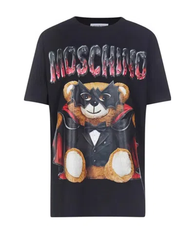 Moschino Teddy Bear Printed T-shirt In Black