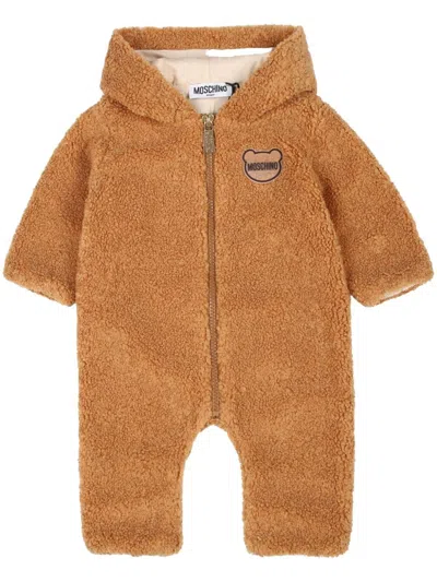 Moschino Babies' Teddy Bear Romper In Brown