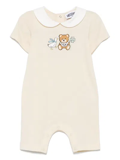 Moschino Babies' Teddy Bear Rompers In 中性色