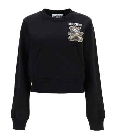Moschino Teddy Bear Round-neck Sweater In Black