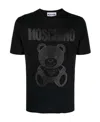 Moschino Teddy Bear Rubberised Cotton T-shirt In Black