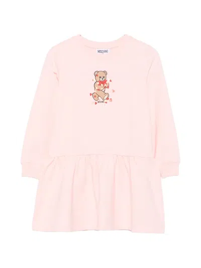 Moschino Kids' Teddy Bear Ruffled Dress In Pink
