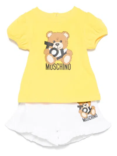 Moschino Babies' Teddy Bear Shorts Set In 黄色