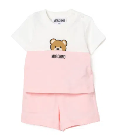 Moschino Babies' Teddy Bear Shorts Set In Pink