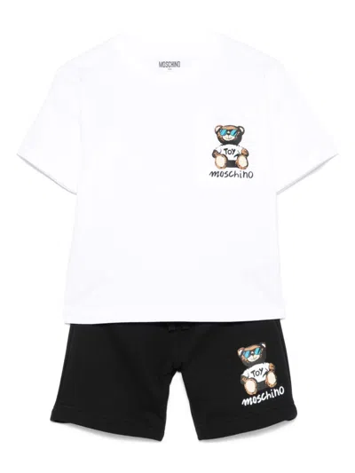 Moschino Kids' Teddy Bear Shorts Set In White