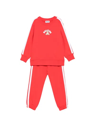 Moschino Kids' Teddy Bear Side-stripe Tracksuit In Red