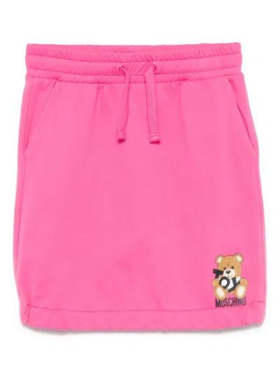 Moschino Kids' Teddy Bear Skirt In 粉色