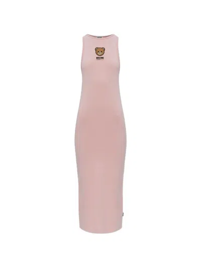 Moschino Teddy Bear Sleeveless Midi Dress In Pink