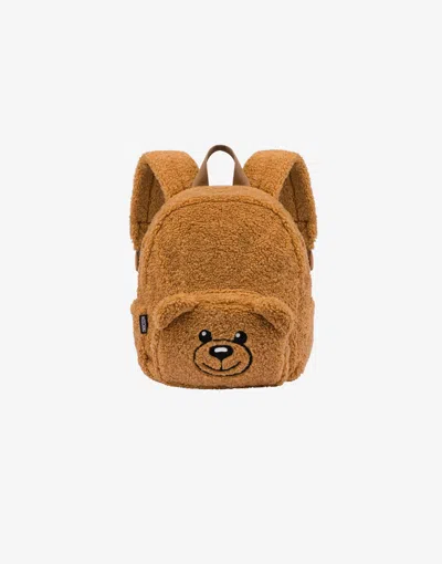 Moschino Teddy Bear Soft Fabric Backpack In Brown