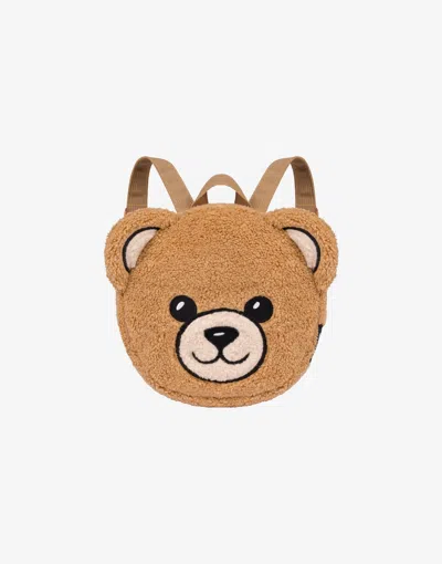 Moschino Teddy Bear Soft Fabric Backpack In Brown