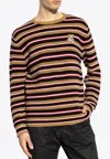 Moschino Brown Virgin Wool Striped Sweater In Multicolor