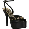 Moschino Teddy Bear Studded Ankle Strap Platform Sandal In Black