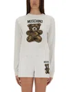Moschino Cotton Pullover With Teddy Pattern In Brown