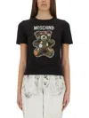Moschino Graphic Bear Print Crew Neck T-shirt In Black