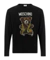 Moschino Virgin Wool Ribbed Crewneck Long-sleeve T-shirt In Black