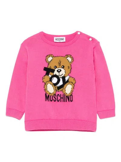 Moschino Babies' Teddy Bear Sweater In Pink
