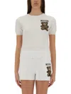 Moschino Cotton Pullover With Teddy Pattern In White