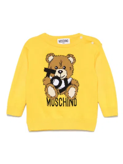 Moschino Babies' Teddy Bear Sweater In Yellow