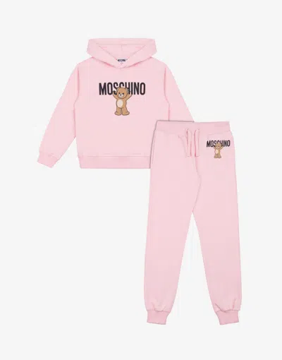 Moschino Kids'  Teddy Bear Sweatpants Suit In Pink