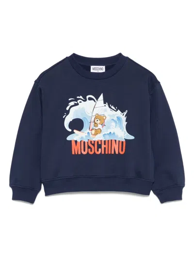 Moschino Kids' Teddy Bear Sweatshirt In 蓝色