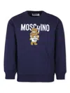 Moschino Blue Sweatshirt For Kids With Two Teddy Bears In Blue
