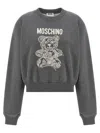 Moschino Ribbed Knitwear With Crew Neck And Graphic Print In Gray