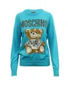 Moschino Teddy Bear Sweatshirt In Blue Cotton In Blue