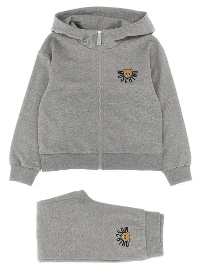 Moschino Kids'  Teddy Bear Sweatshirt + Joggers Set In Gray