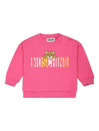 Moschino Babies' Teddy Bear Sweatshirt In Pink