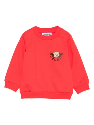 Moschino Babies' Teddy Bear Sweatshirt In Red