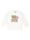 Moschino Ivory Sweatshirt For Baby Girl With Teddy Bear In White