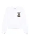 Moschino "graphic Print" Crew Neck Sweatshirt With Front Pocket In White