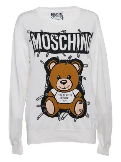 Pre-owned Moschino Teddy Bear Sweatshirt In White