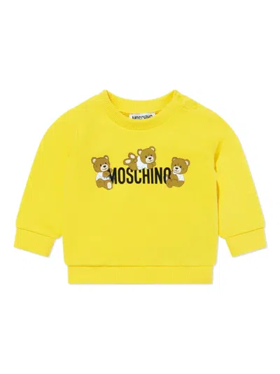 Moschino Babies' Teddy Bear Sweatshirt In Yellow