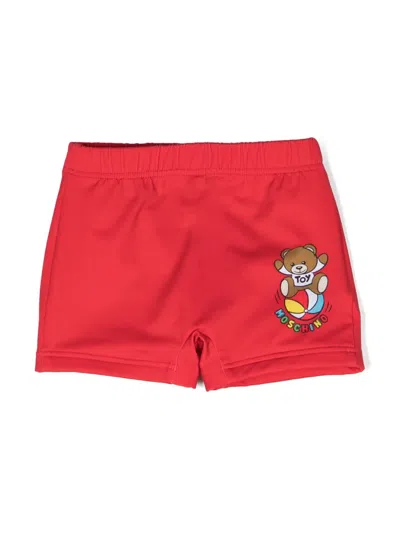 Moschino Babies' Teddy Bear Swim Shorts In Red
