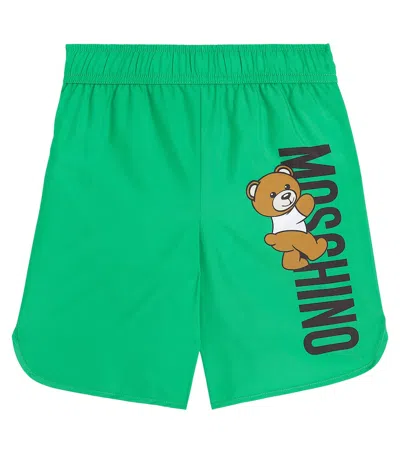 Moschino Kids' Teddy Bear Swim Trunks In Green
