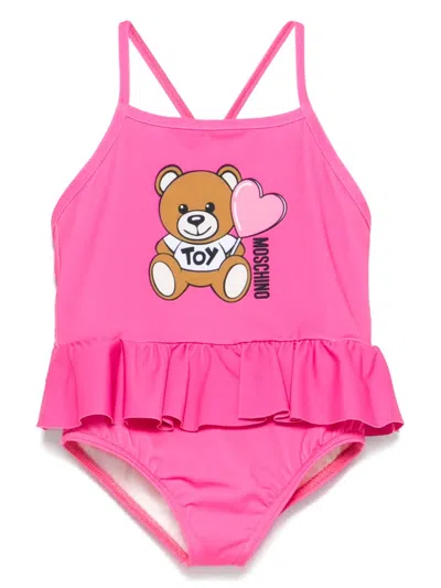 Moschino Babies' Teddy Bear Swimsuit In Pink