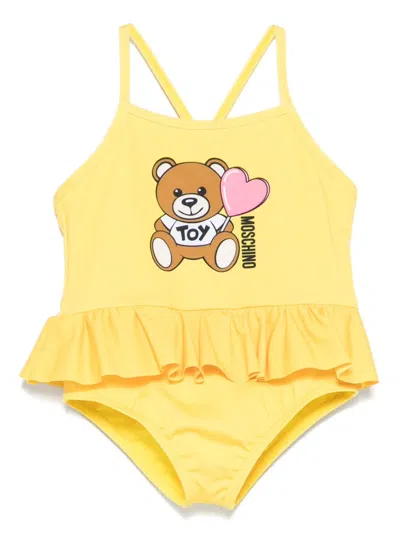 Moschino Babies' Teddy Bear Swimsuit In Yellow