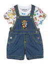 Moschino Teddy Bear T-shirt And Dungaree Set In Blue