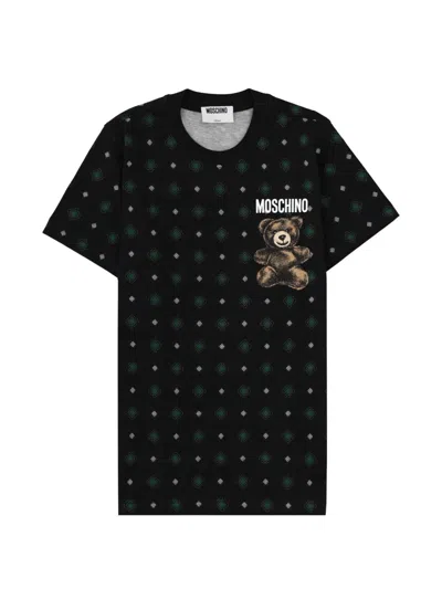 Moschino Graphic Crew Neck Top Short Sleeves In Black