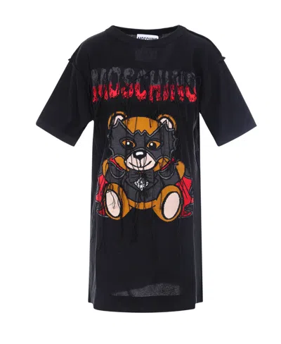 Moschino Teddy Bear T-shirt Dress In Black