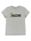 Moschino Teddy-print Crew-neck T-shirt In Gray